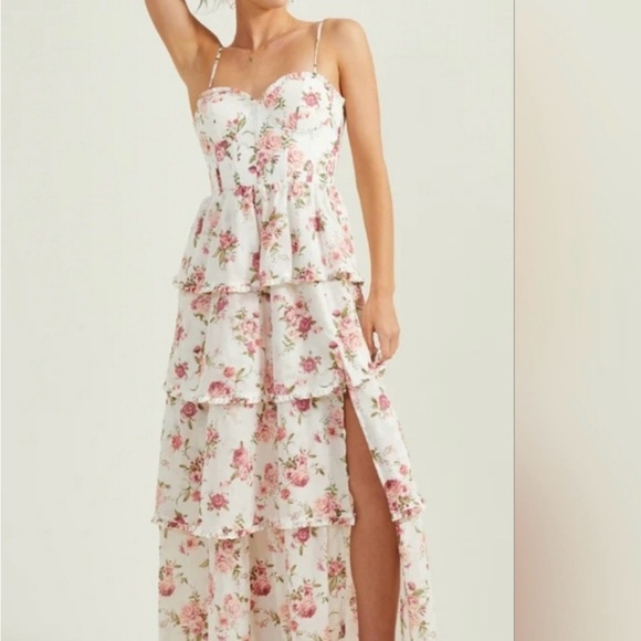 Altar'd State Dresses & Skirts - Altar'd State Pink Floral Tiered Maxi Dress size small